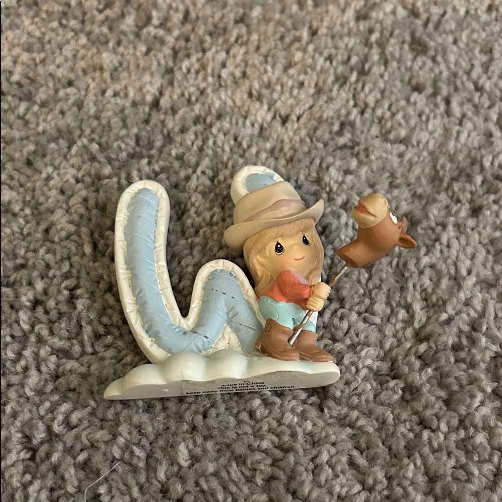 Precious Moments Cowgirl Figurine with Letter W – Like New
